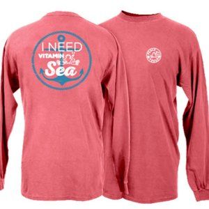 Peace Frogs "I Need Vitamin Sea" Bright Beach Oversized Long Sleeve (size M)